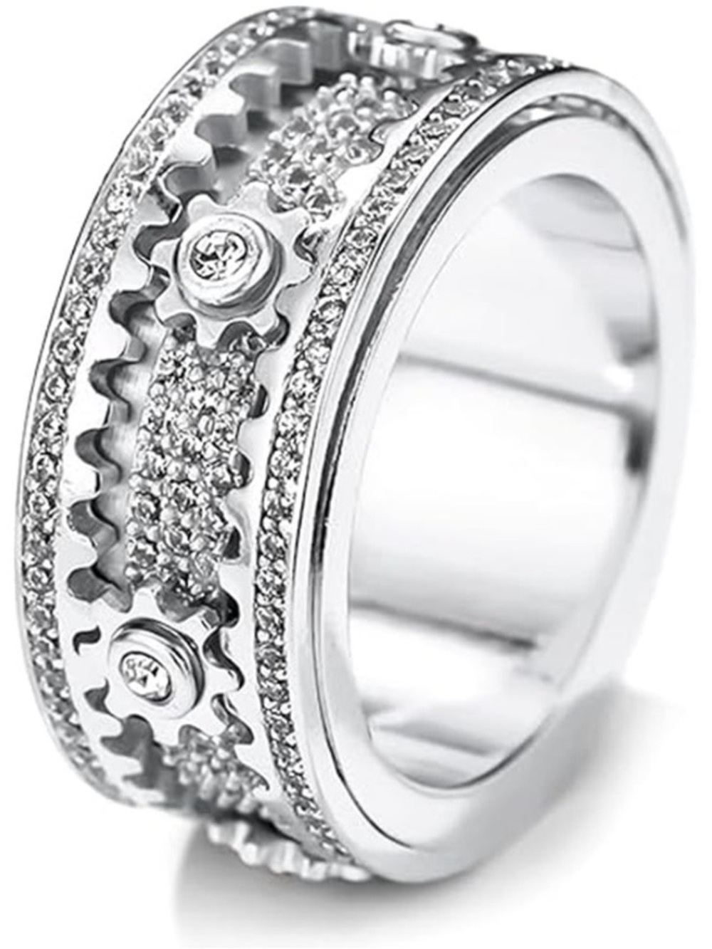 Silvertone sparkly spinner ring unisex